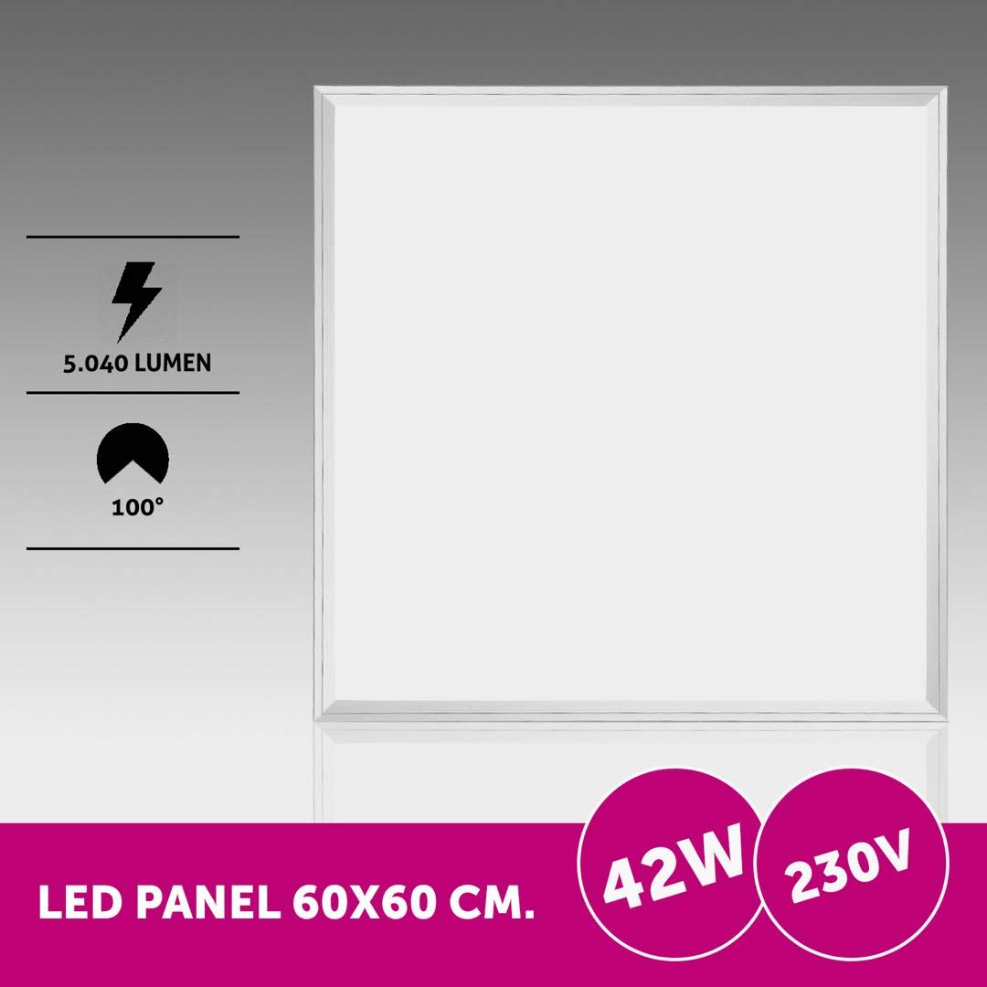 Superia Pannelli LED 42W/230V 60x60cm, 5040 lumen - Bianco Naturale 4000K, Angolo 100°, UGR16, RA80, per Uffici, 10 Pezzi - PA42N