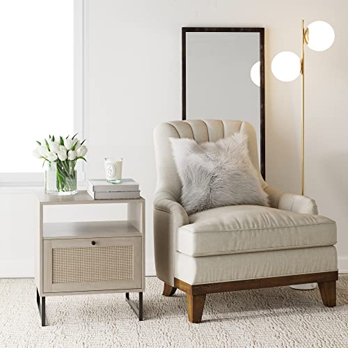 Nathan James Mina Side, End Table Wood Finish & Matte Accents With Storage For Living Room Or Nightstand, Bedroom, Natural Oak/Black #TOP2