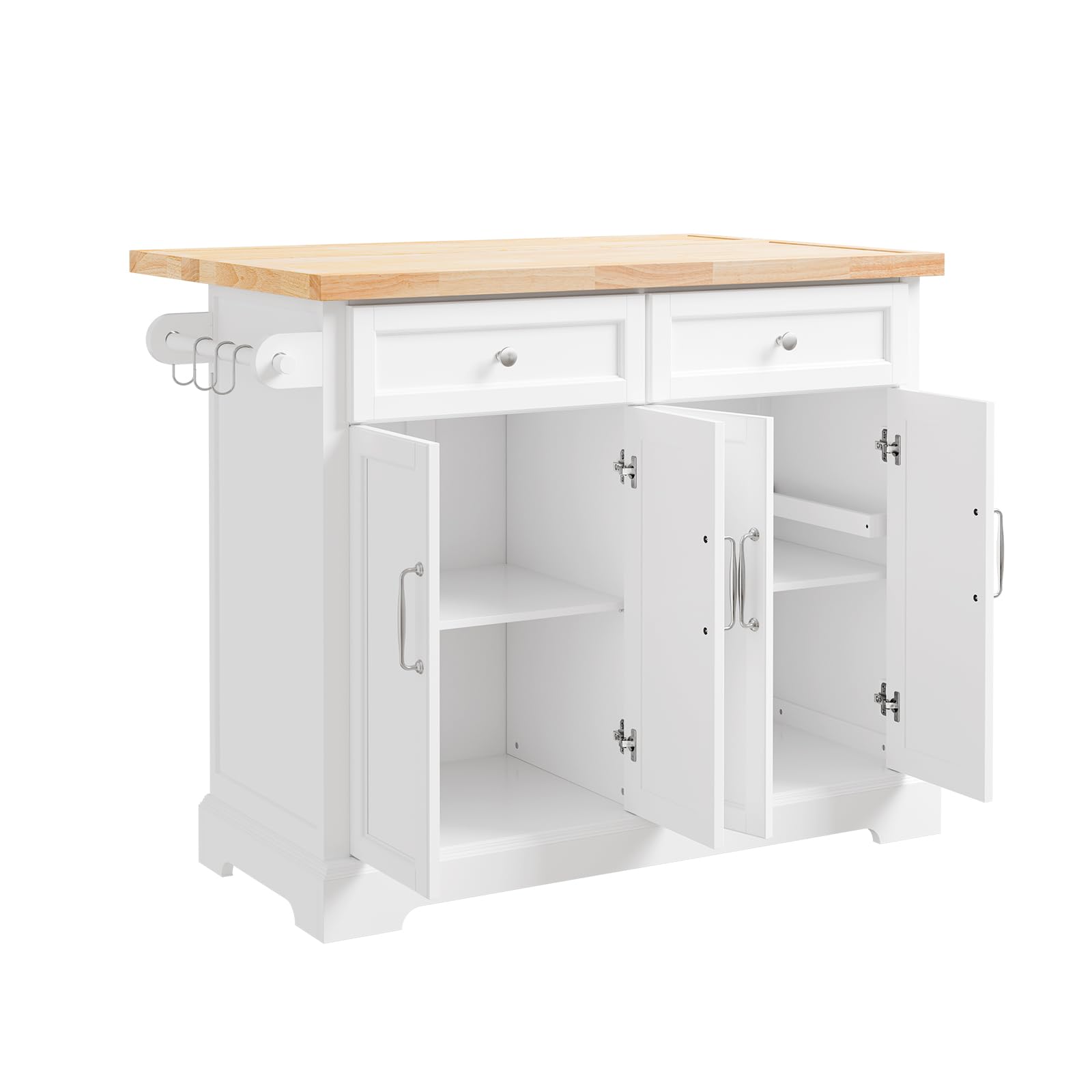 SoBuy isola cucina con ruote carrello da cucina con piano di lavoro pieghevole mobile cucina con ruote penisola cucina piano lavoro Bianco 115x92x(46-71) cm FKW71-III-WN