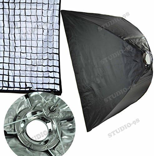 39 X 39 Inch Foldable Umbrella Like Collapsible Square Softbox (100 X 100 Cm) + 40 Degree Grid + Ring for Alienbees Alien Bees B400 B800 B1600 White Lightning X800 X1600 Einstein E640 Flash Light