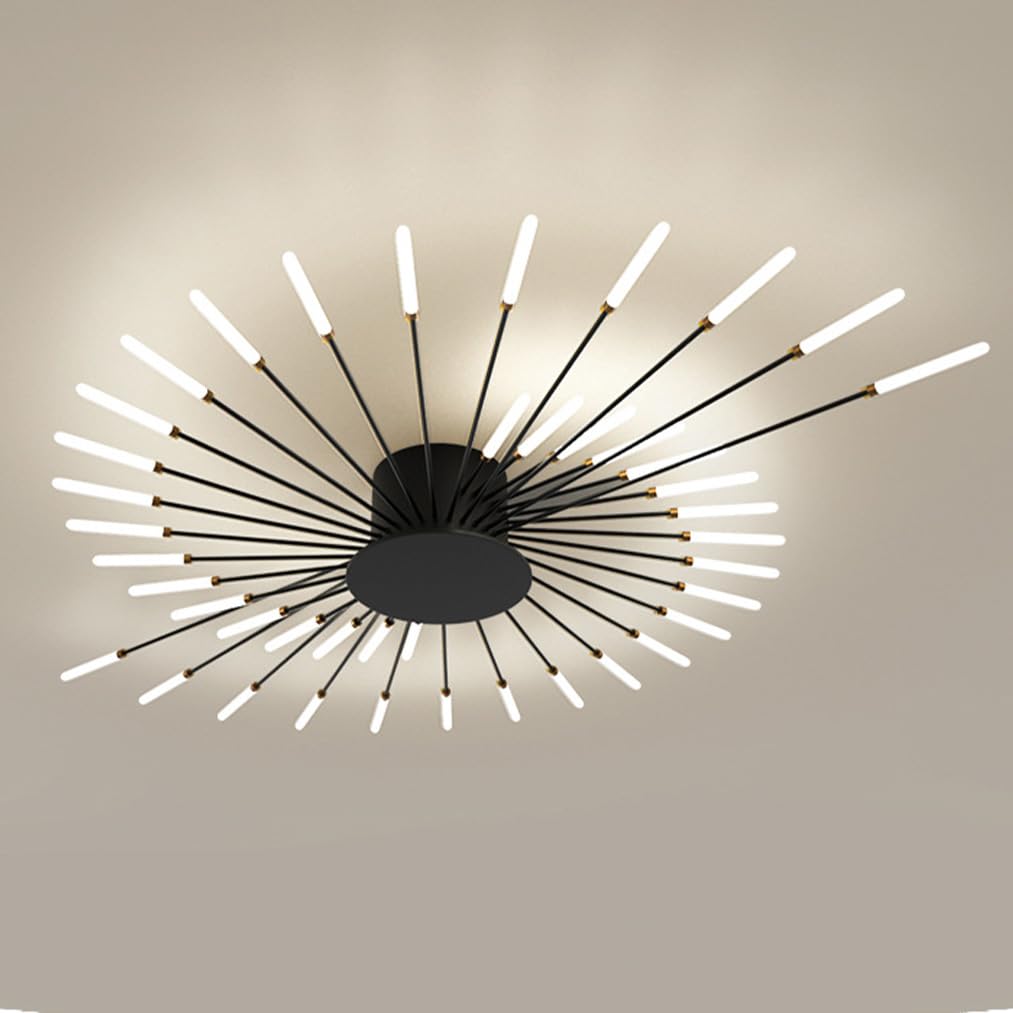 Moderne LED-Wohnzimmer-Deckenleuchte dimmbar Schlafzimmerleuchte Wohnzimmerleuchte dimmbar mit Fernbedienung Deckenleuchte, schwarzes Wohnzimmerlicht/goldenes Wohnzimmerlicht (Schwarz, 128CM)