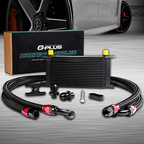 G-PLUS 19 Row 10AN-AN10 Aluminum Engine Transmission Oil Cooler Kit Compatible For BMW E36 E46 Euro E82 E9X 135 Black