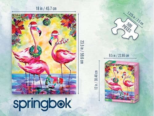 Rompecabezas Springbok Festive Flamingos de 500 piezas para adultos | Piezas de corte único, fabricado en EE. UU., materiales ecológicos con temática navideña tropical festiva miniatura 5