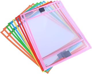 MAGICLULU Bolsillos De Borrado En Seco 30 Piezas Pvc Material Escolar De Oficina Con Soporte Para Rotulador Color Aleatorio