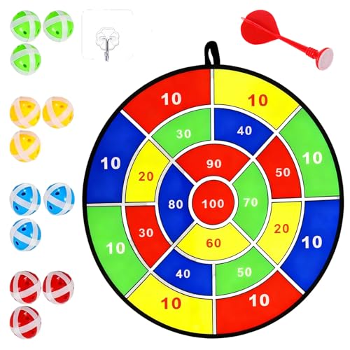 Sticky Ball - Juego de mesa de dardos de 74 cm, diana de tela con 12 bolas adhesivas y 1 dardo, juego de dardos seguro para jóvenes, juego de lanzamiento al aire libre, plegable para un fácil