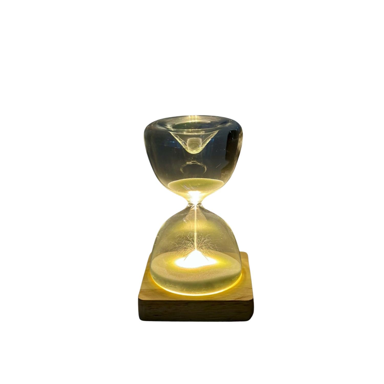 Hourglass Sand Timer LED Table Lamp with Wooden Base - 30 Minute Sensory Sand Glass - Decorative Night Light for Home & Office-image-11