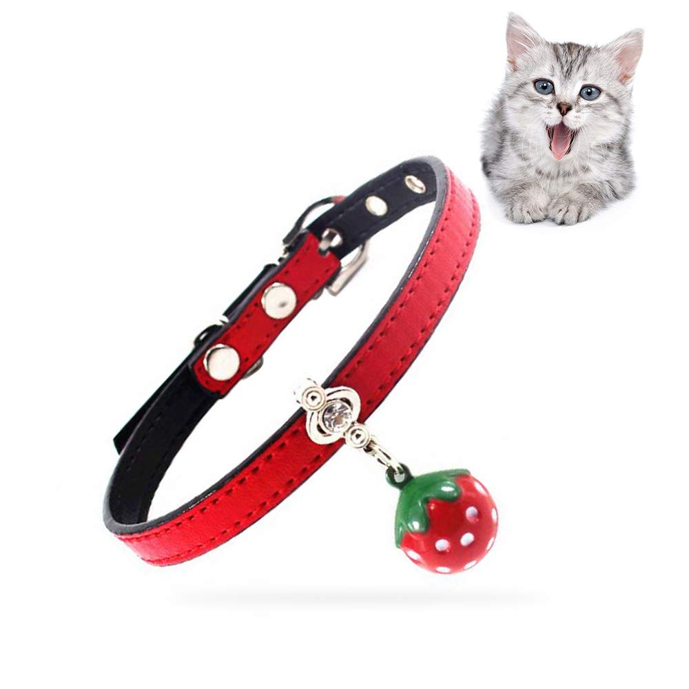 Amazon | 猫 犬 ペット用 イチゴ 首輪 おしゃれ 超軽量 猫用首輪 PU革  