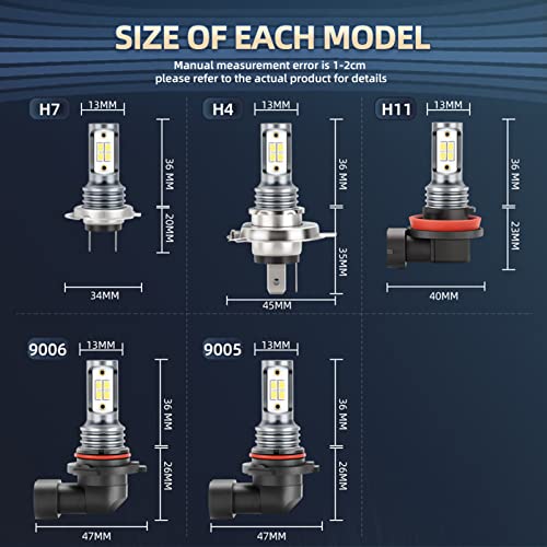 Qican 2 unidades IP68 à prova d'água carro V1 farol de nevoeiro LED carro farol de nevoeiro kit de