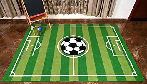 Furnish My Place 680 Strips Soccer Play Area Rug For Kids Playroom, Bathroom & Kindergarten Classroom, Strips Rectangle, Green (6'7"X9'2") #TOP4