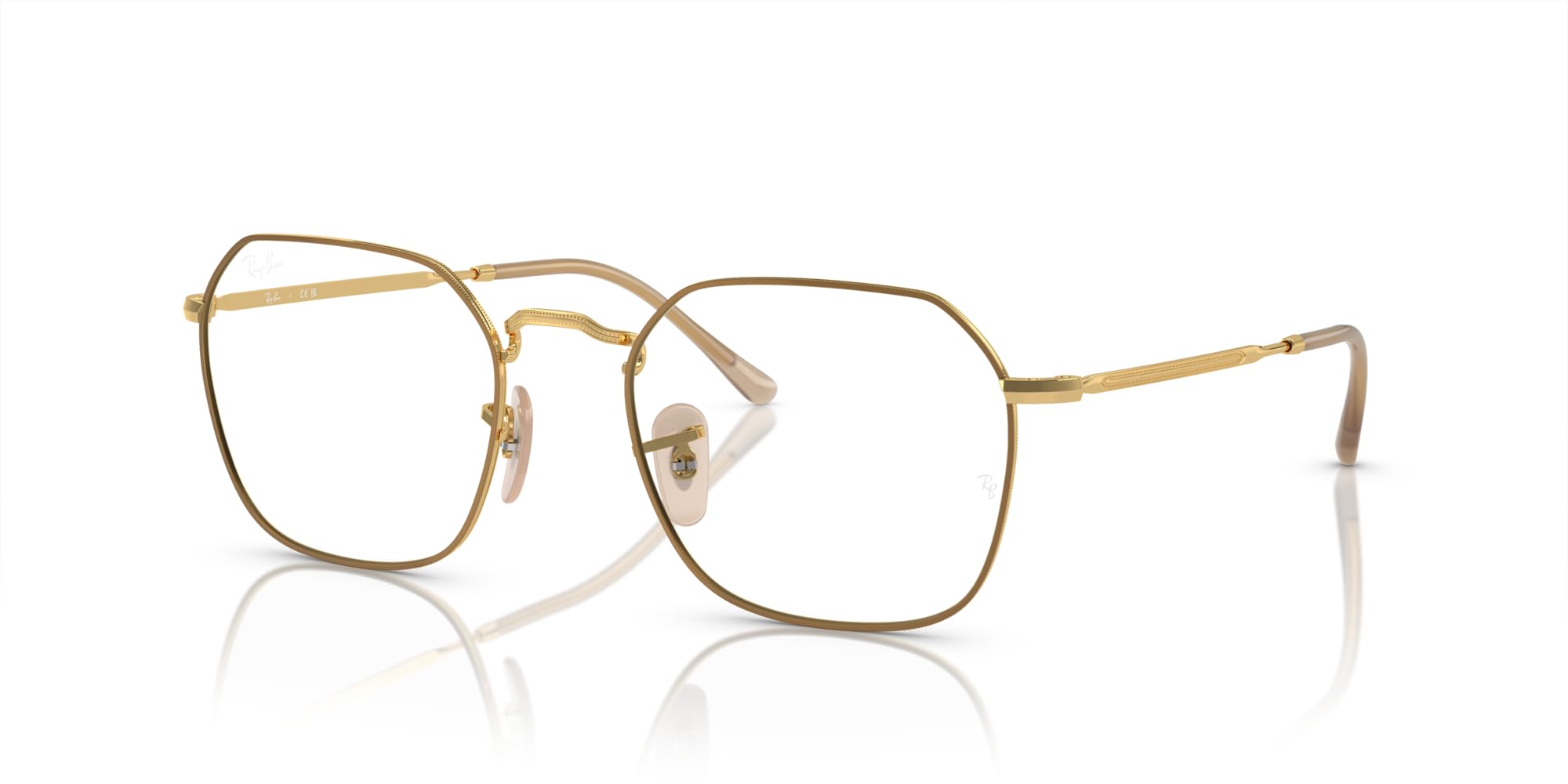 Ray-Ban Rx3694v Jim kwadratowe oprawki na okulary na receptę, Beżowy na złotym/soczewce demo, 53 mm