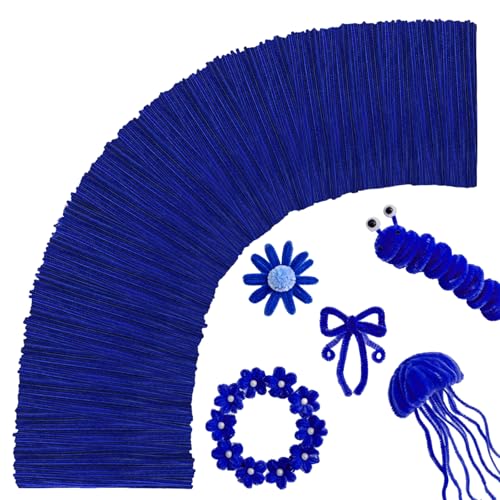 Image of Royal Blue Pipe Cleaners Craft,Chenille Stems for DIY Art & Craft Supplies,Blue Party /Birthday Decorations,Pipe Cleaners Blue Crafts,Royal Blue Gifts For Women,DIY Toys Flowers for Home Wall Decor
