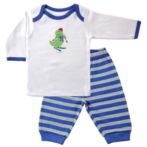 Luvable Friends Long Sleeve Slip on Shirt and Pants Set, Blue, 3-6 Months