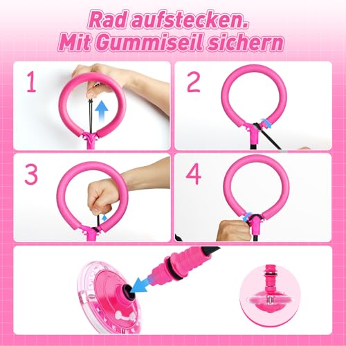 Hot Bee Kinder Blinkender Springring Fußkreisel mit Zähler, Timer, Kalorienzähler, Spielzeug Geschenke für Mädchen 6 7 8 9 10 11 Jahre, Aufladbare Swing Wheel, Weihnachten, Geburtstag Rosa