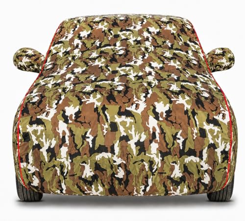 Image of Premium Car Cover for Terrano (2013-2020) | 100% Waterproof, UV & Dust Protection | Full Body Cover | Mirror & Antenna Pocket | Triple Stitched, Soft Inner Lining, Belt & Buckle (Jungle Print)