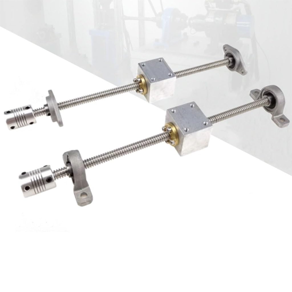 Varilla roscada de acero inoxidable, kit vertical/horizontal for impresora 3D, paso de 2 mm, paso de 8 mm, 100-800 mm, T8 + tuerca de latón + soporte de rodamiento KP08 + acoplamiento flexible.(Kfl,75