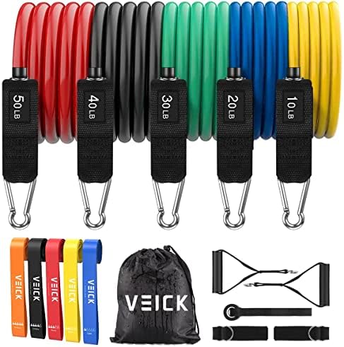 VEICK Resistance Bands for Working Out, Exercise Bands, Workout Bands, Resistance Bands Set with Handles for Men Women, Weights for Strength Training Equipment at Home