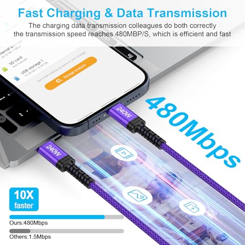 Image of for Samsung S26 Ultra S26+ S26, USB C to C Cable Fast Charging for Galaxy S26 Ultra S25 FE Fold Flip A17 A16 A56 A36 A26,3FT /2Pack 240W Type C Charger Cord USBC to USBC Charger Cable for iPhone 17e