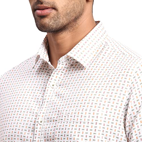 Image of Colorplus Men's Pure Cotton Print Pattern Contemporary Fit Spread Collar Full Sleeve Casual Shirt