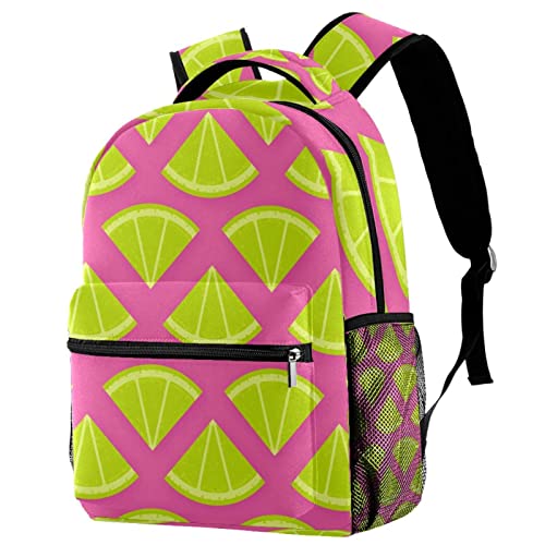 Sac à dos de voyage Campus rose et motif citron vert pour fille et garçon