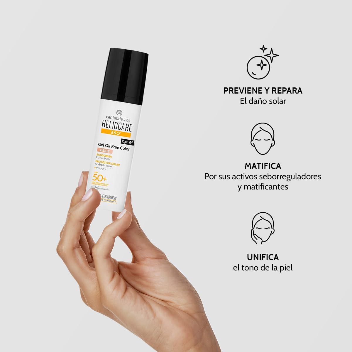 Cantabria Labs - Heliocare 360º Color Gel Oil-Free SPF 50+ - 50 ml - Beige - Fotomaquillaje Matificante - Piel Grasa con tendencia acnéica
