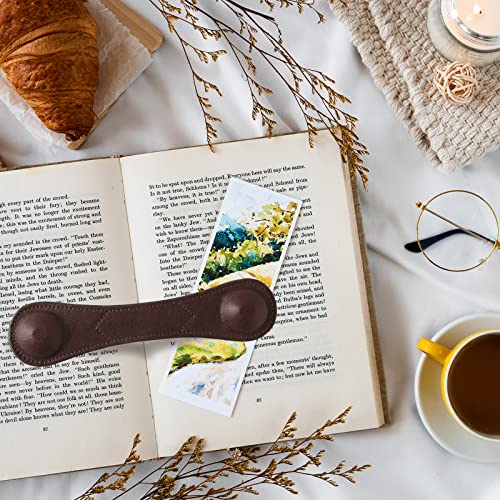 Image of Weighted Bookmark - Leather Book Page Weight Book Weights Holder for Hands-Free Reading Paper Weights for Cookbooks Crafts Music Books Appreciation Bookmark (01Coffee)