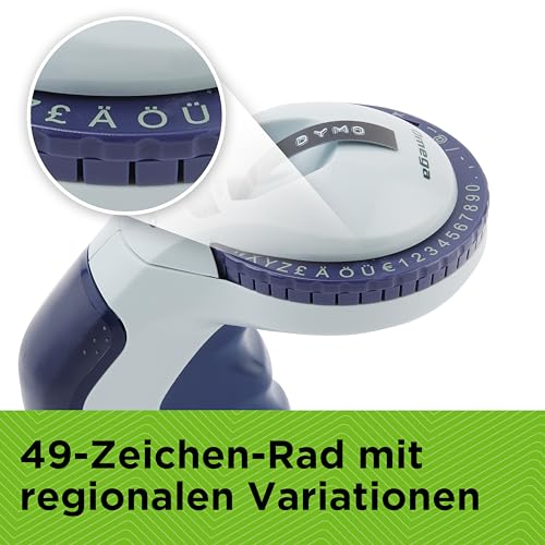 DYMO Omega Prägegerät | kleines Beschriftungsgerät mit Dreh-klick-System und ergonomischem Design | für zu Hause und für Bastel- und Hobbyprojekte (£/€ÄÖ und Ü)