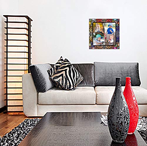 Image of Shrikant Art Personalized My Family Multi-Photo Collage Wall Hanging - Large 18x12 Inch Custom Wooden Frame with 11 Photo Slots for Home Decor in Black