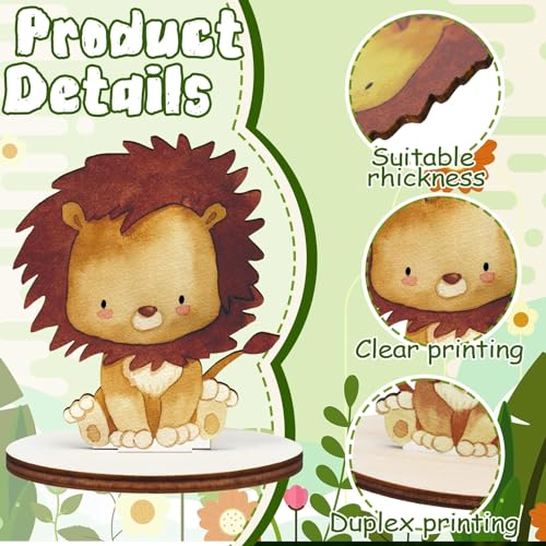 Geetery LEC-GEETERY-2253 12 Pcs Woodland Animals Wooden Animal Cutout Shapes Forest Painted Woodland Baby Shower Decorations Woodland Creatures Wood Table Centerpieces thumb #4