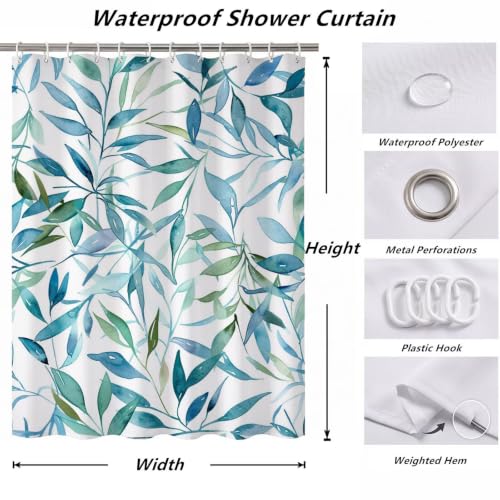 Rideau de douche en polyester de qualité supérieure 150x170cm motif feuilles