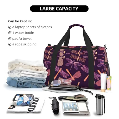 Bolsa de viaje plegable de gran capacidad con estampado original de libélula 6