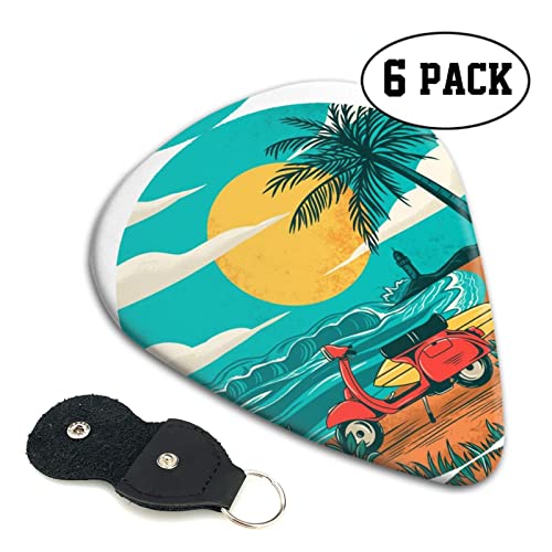 Sunset Beach Palm Tree Lot de 6 médiators pour guitare acoustique, guitare électrique, basse, ukulélé – fins, moyens et… - Les Beatles, Paul McCartney, John Lennon, RIngo Starr, George Harrison Sunset Beach Palm Tree Lot de 6 médiators pour guitare acoustique, guitare électrique, basse, ukulélé – fins, moyens et… – Image 3