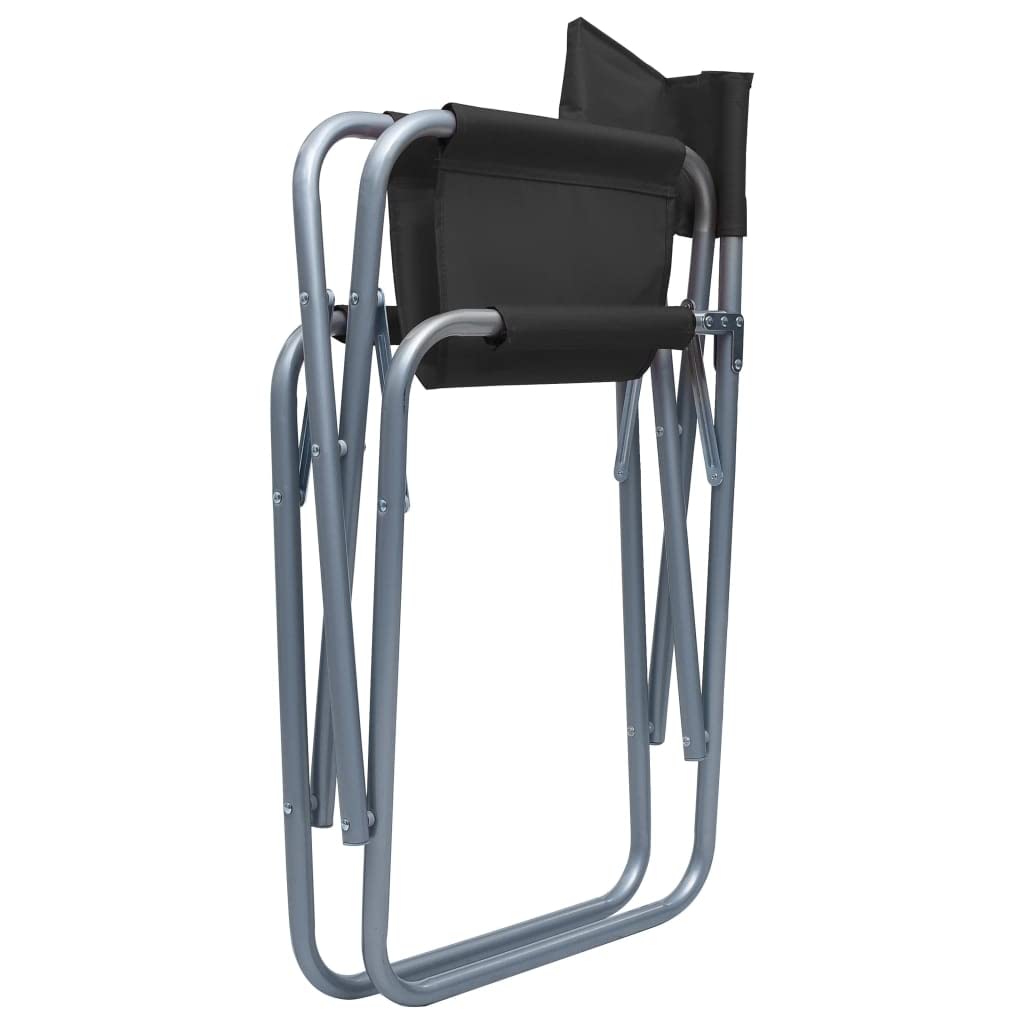 Generico Sedie da Regista 2 pz in Acciaio Nere,Nero,7.95kg,47918