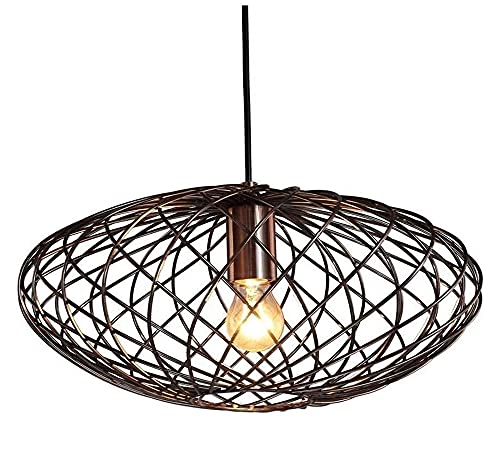 Suspension E27 en rotin forgé luminaire vintage en fer suspendu