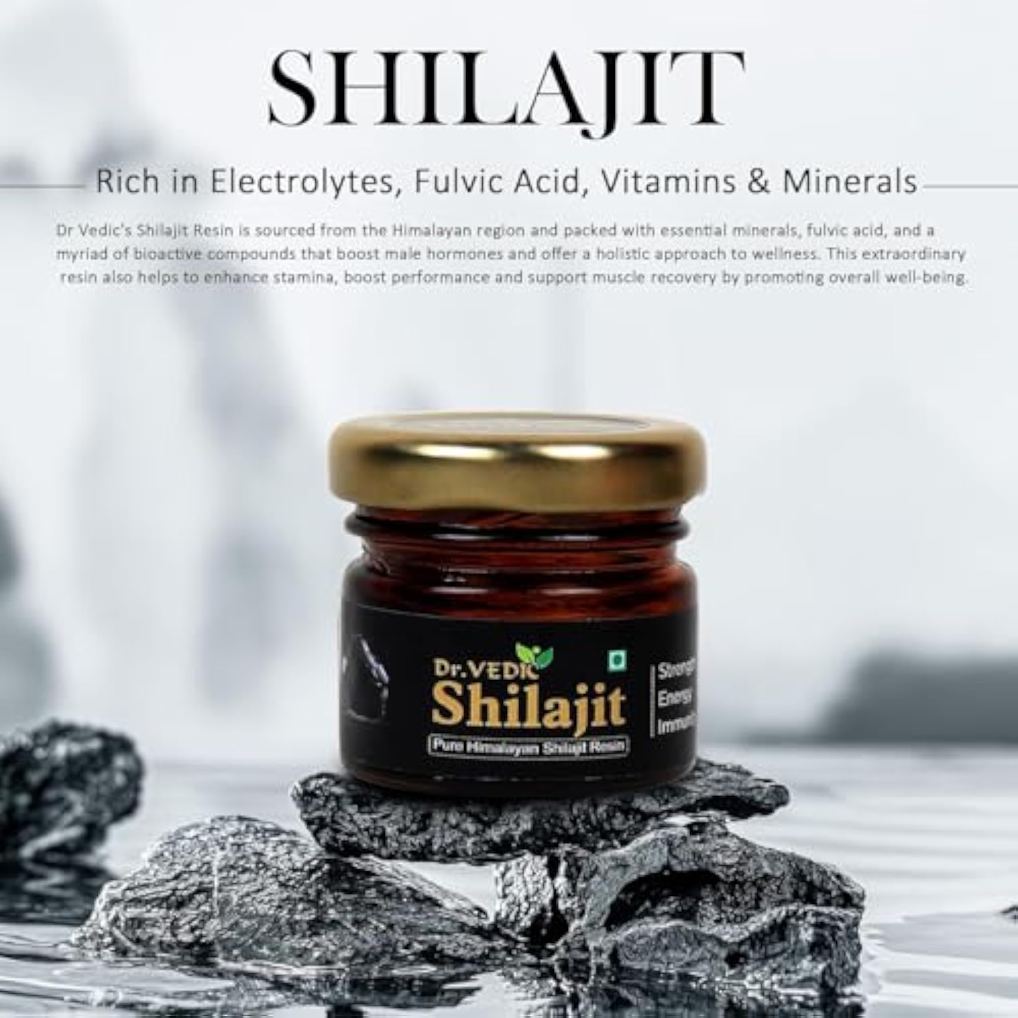 Dr Vedic Pure Himalayan Shilajit 20g, Natural Strength Booster