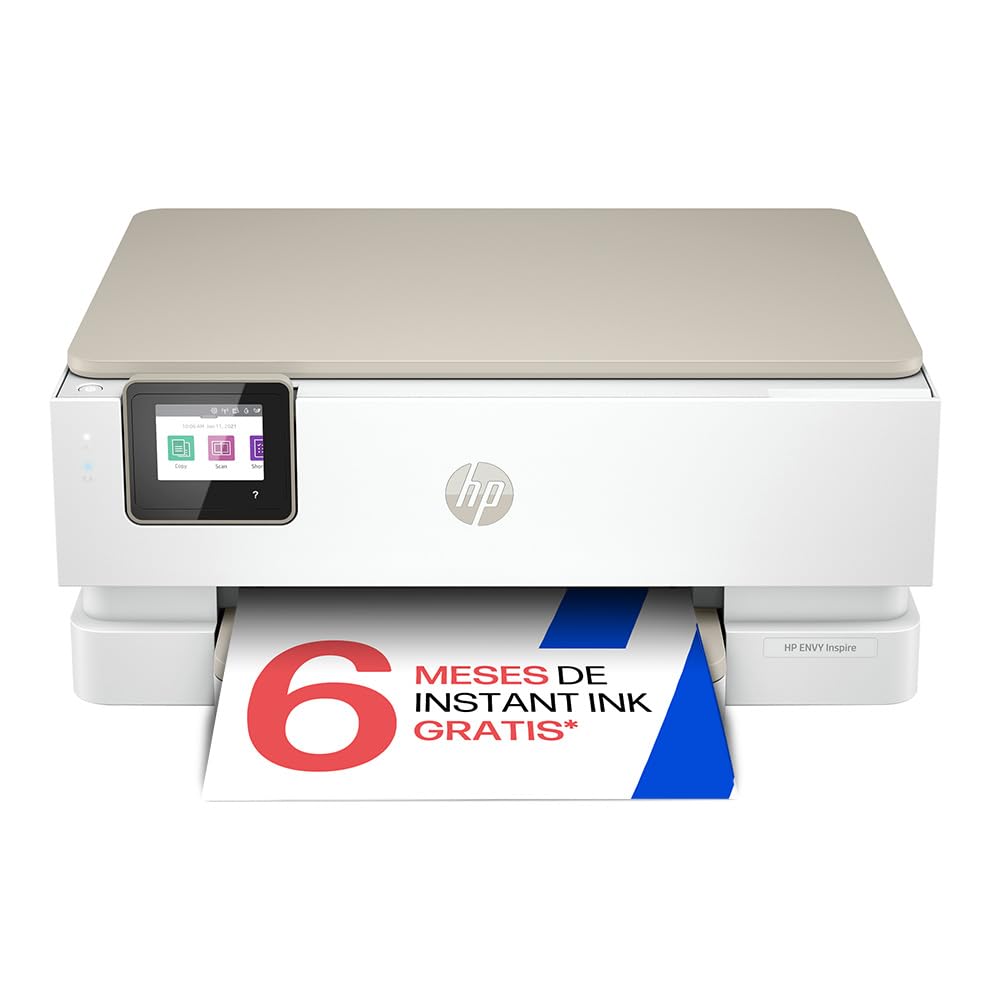 HP Envy Inspire 7220e 242P6B, Impresora multifunción de inyección de Tinta A4 a Color, Wi-Fi, impresión a Doble Cara automática, hasta 22 ppm, 6 Meses de impresión Instant Ink, Blanca