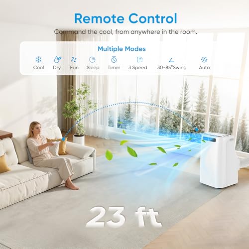 Image of 12000 BTU Portable Air Conditioners for Room Cooling up to 500 Sq. Ft, 3-IN-1 Quiet Portable AC Unit with Dehumidifier Fan, Remote Control, Smart Sleep Mode, 24H Timer, Windows Kit Included