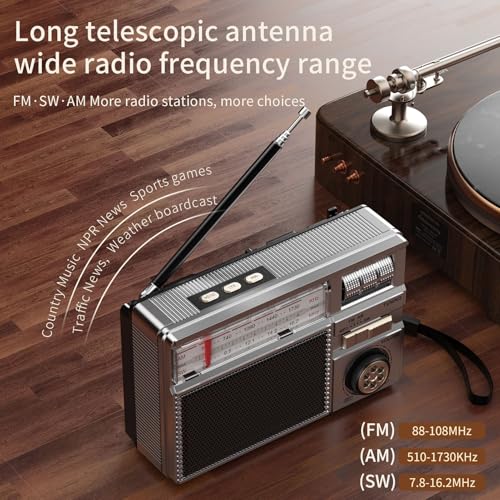 Radio solar portátil vintage AM FM PUSOKEI miniatura 5