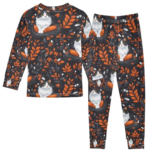 senya Elegant Black Cat Seat Pajamas Set Long Sleeve Soft Cotton Sleepwear 2 Piece2