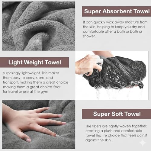 Image of Dribble Coral Fleece 450 GSM Bath Towel 70x140 cm | Ultra Soft, Quick Dry, Highly Absorbent | Lightweight & Skin-Friendly Towel for Bathroom, Gym & Travel, (Blue /Grey, Pack of 2)