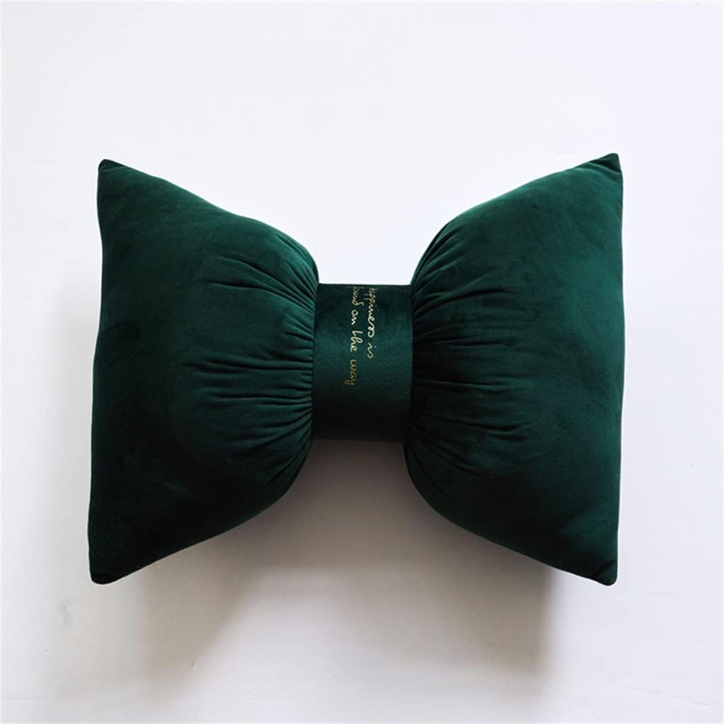 HBJWOV Decorative Bow Pillow with Filling Velvet Back Neck Rest Support Knot Home Decor Soft Travel Bed Sofa(D)