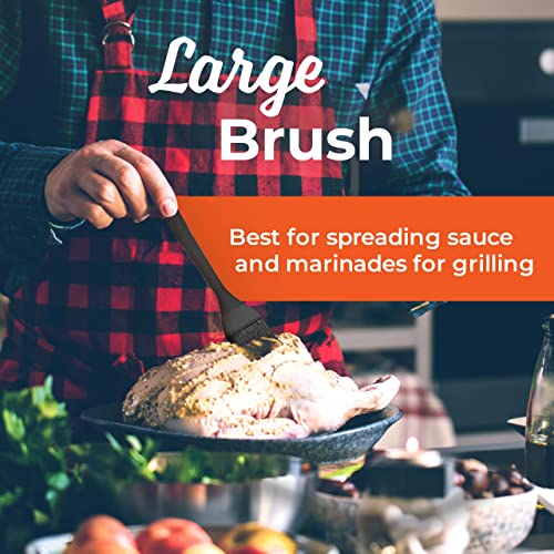 M Kitchen World Silicone Pastry Brush For Cooking 2 Pieces - Rubber Basting Brush With Grid, Kitchen Brushes Utensils For Food Sauce Butter Oil Bbq Spreading - Black #TOP5