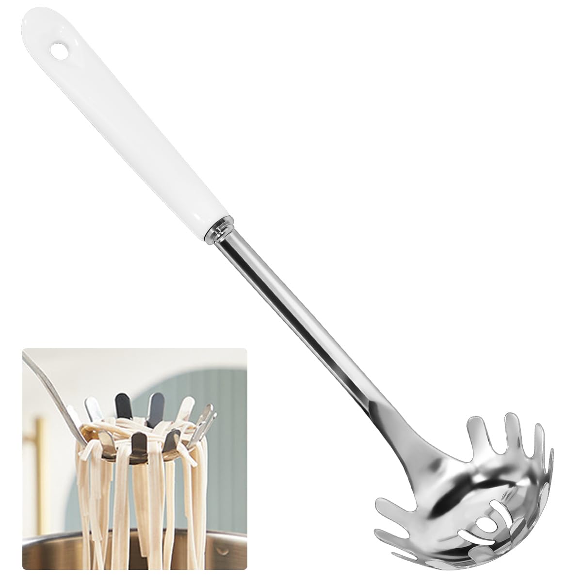 KYYGKY Nudelzange Edelstahl Spaghettilöffel 30cm/11.81in Nud