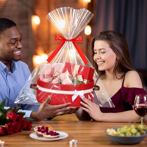 Image of Colingmill 2026 Graduation Large Woven Basket for Gifts Empty Set with Gift Bags and Ribbon Gift Baskets and Wrapping Set Storage 14 inchx 10 inchx 5.5 inch Decorative Box for Class of 2026 Graduation(Red)