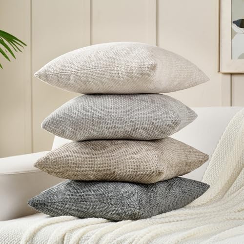 Housses de coussin douces en chenille neutre pour canapé chaleureux