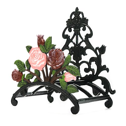 Sungmor Soporte de manguera de jardín de hierro fundido – Colgador decorativo pintado a mano para manguera de agua montado...