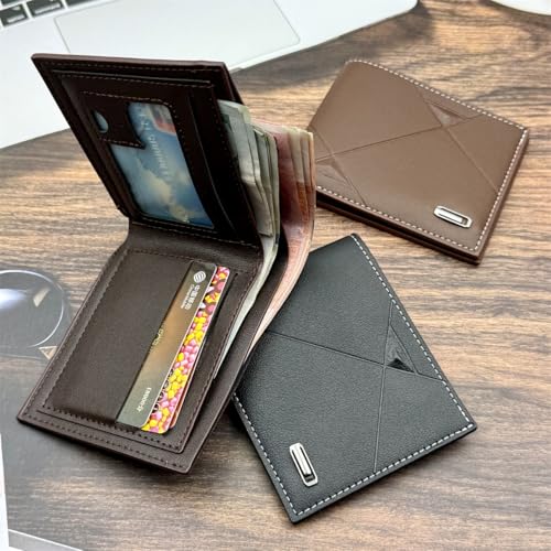 Mens Bifold Wallet Blocking Slim Minimalist Front Pocket - Thin & Stylish with ID Window 05（coffee）2