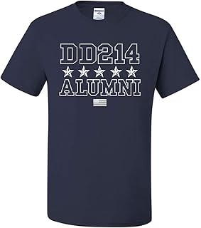 DD214 Alumni T-Shirt Patriotic Military Soldier Veteran US Flag Mens Tee Shirt