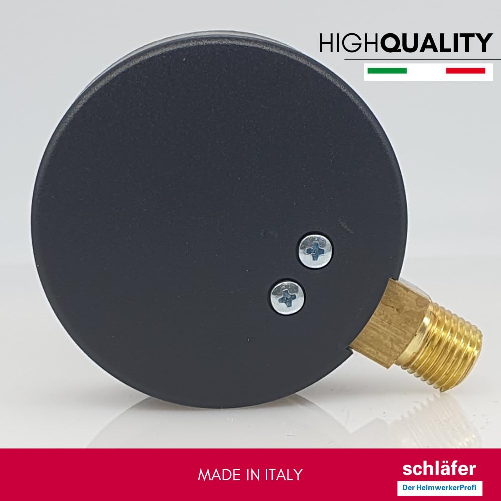 Schläfer 0930166 | Manomètre hydraulique vertical avec raccord radial 1/4", échelle 0-10 bar, diamètre 63 mm, idéal pour les systèmes thermiques d'air et d'eau, indicateur de pression