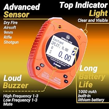 Shot Timer and Silicone Case Bundle (Orange/Green)