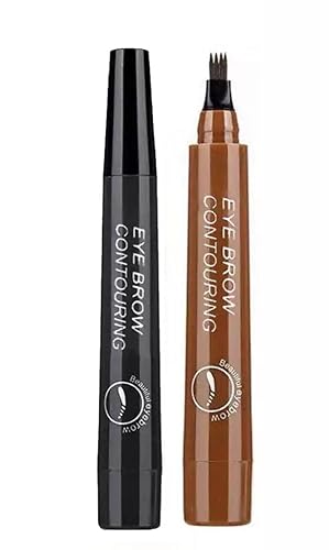 Lápiz líquido para cejas cuádruple bifurcado, bolígrafo mágico preciso e impermeable, bolígrafo de cejas de microhoja de 4 puntas, lápiz de cejas de